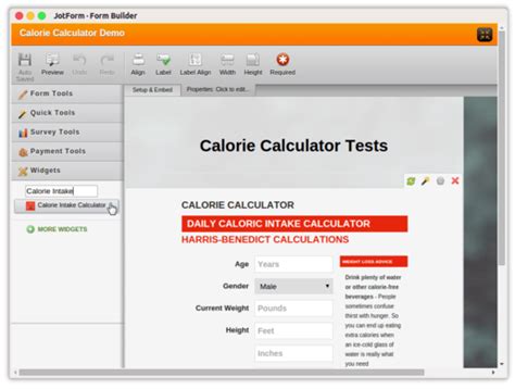 Calorie Intake Calculator - Form Widgets | JotForm