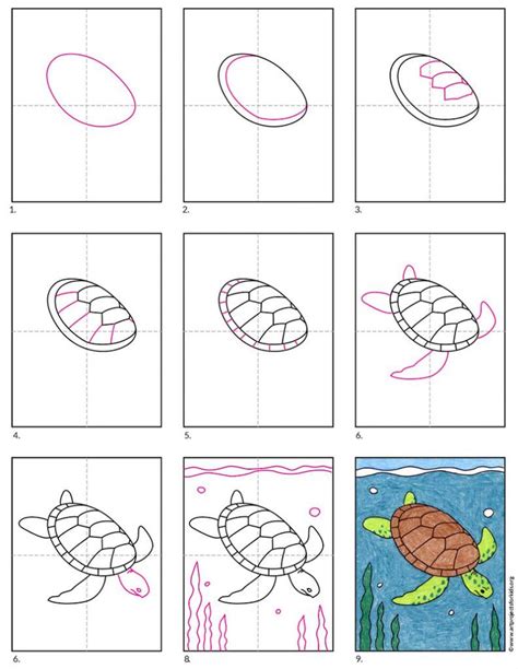 How to Draw a Sea Turtle · Art Projects for Kids Sea Turtle Drawing, Sea Turtle Art, Turtle ...