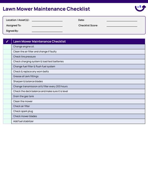 Lawn Mower Maintenance Checklist | Xenia Templates