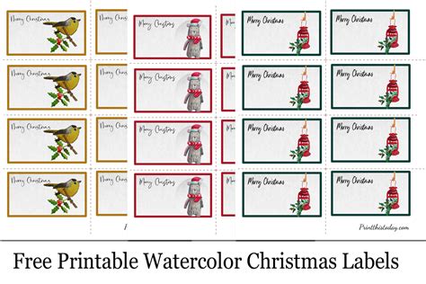 Free Printable Watercolor Christmas Labels