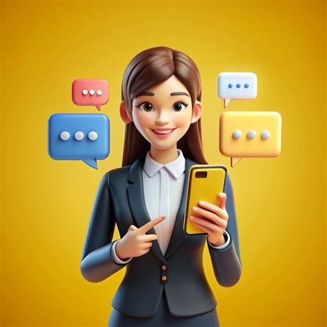 Premium Photo | Cute business woman holding smartphone with message ...