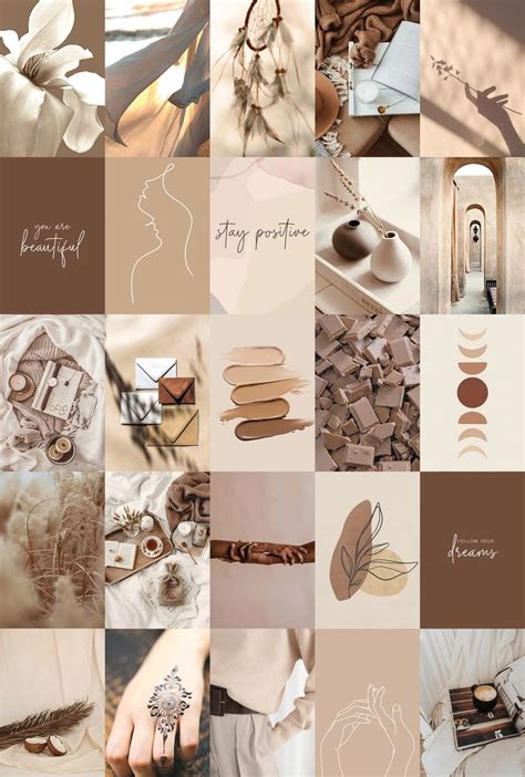 Boho Collage Kit Aesthetic Beige Cream Brown Rustic Neutral - Etsy UK | Photo wall collage ...