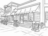 Printable Restaurant Scene For Coloring  Page sketch template