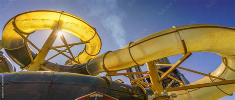 Dubai, United Arab Emirates - Jan 12 2024, view of the water slides ...