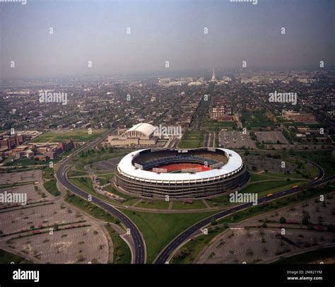 An aerial view of Robert F. Kennedy Memorial Stadium. Base: Washington ...