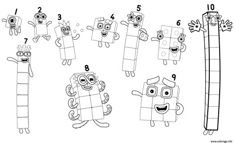 Coloriage Number Blocks Numbers 1 to 10 - JeColorie.com