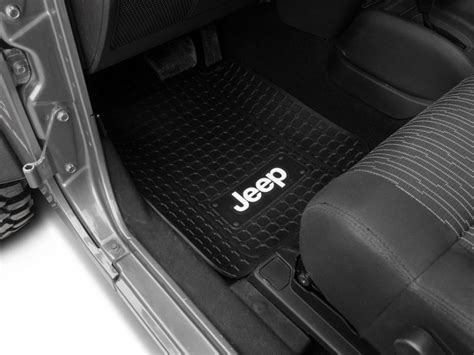 Jeep Wrangler Front Floor Mats with Jeep Logo; Black (87-20 Jeep ...