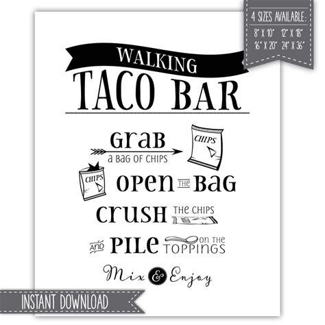 Free Printable Walking Taco Sign - Printable Template Calendar