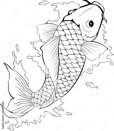 Black and white koi fish tattoo Stock Vector | Adobe Stock