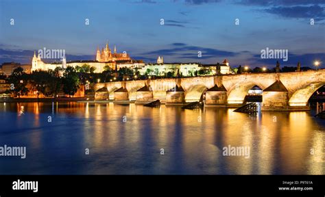 Prague castle at night Stock Photo - Alamy