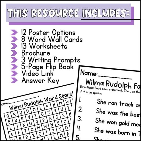 Wilma Rudolph Biography Activities - Black History Month -Women's ...