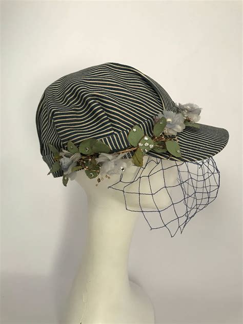 1950s Working Railroad Hat with Silk Flowers and Net For Sale at 1stDibs | railroad hats for ...