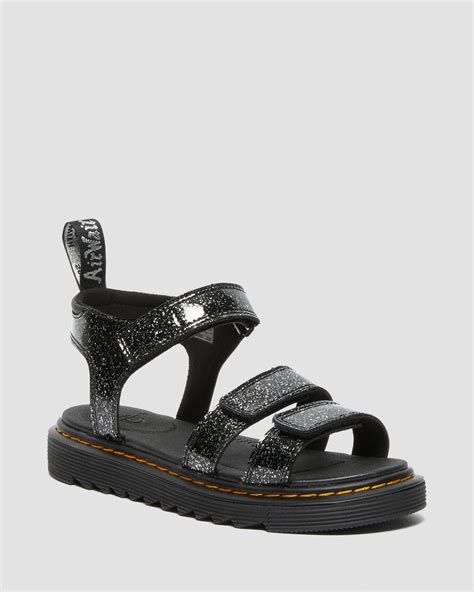 Youth Klaire Glitter Sandals in Black | Dr. Martens