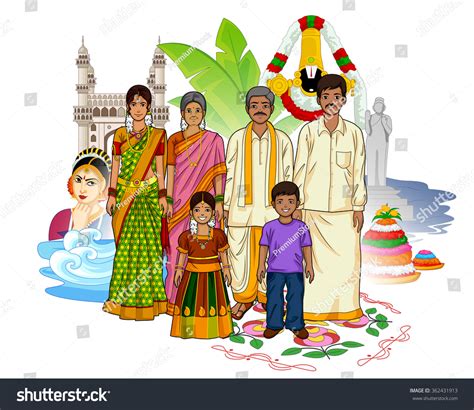 Vector Design Andhrait Family Showing Culture Stock Vector (Royalty Free) 362431913 | Shutterstock