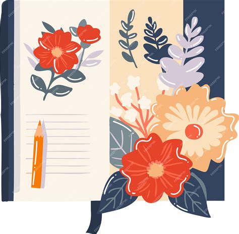 Premium Vector | Hand drawn notebook with flowers in flat style