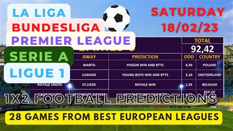 1X2 FOOTBALL PREDICTIONS TODAY - FIXED BETTING ODDS - SATURDAY 18/02 ...