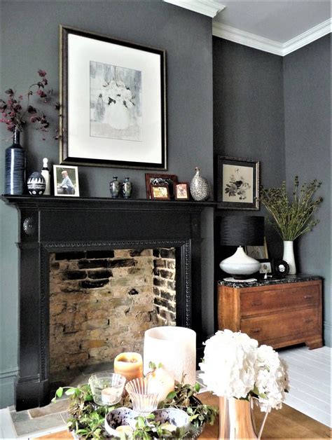 Dark grey walls, victorian terrace lounge | chimeneas ... - victorian living room grey | Dark ...