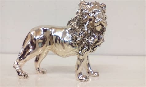 Silver model of a lion stamped Karshi 925 Jerusalem 10x12cm 260 grams