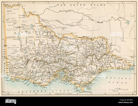 Vintage map of Victoria Australia, Educational wall map of Victoria ...