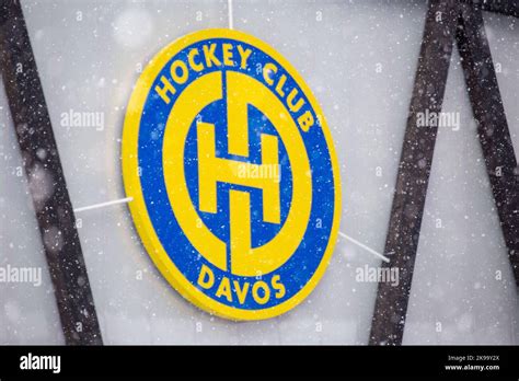 The logo of HC Davos, photographed at the ice stadium in Davos/Switzerland on February 21, 2022 ...