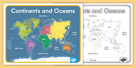 The World Political Map Continents And Oceans - Dionne Hephzibah