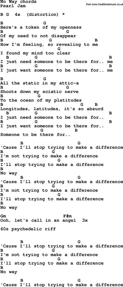 Song lyrics with guitar chords for No Way