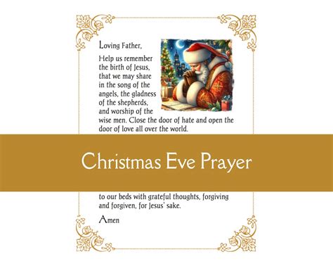 Christmas Eve Prayer, Christian Prayer Card, Printable A4 Wall Art ...