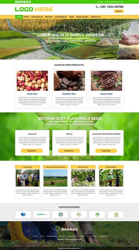 Agriculture website template free psd file | Free website templates, Free psd design, Free psd