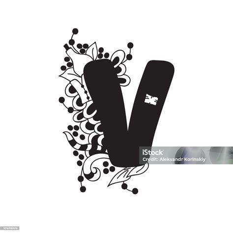 Letter Vvector Illustration Handdrawn Stock Illustration - Download Image Now - Alphabet, Art ...