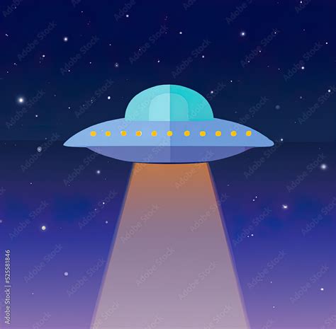 Alien Spaceship Cartoon In Space