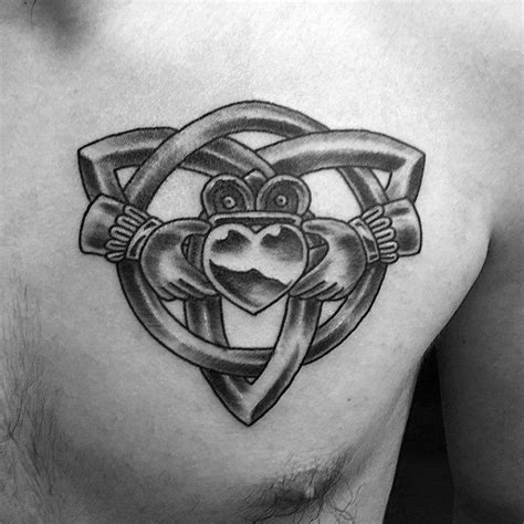 Celtic Claddagh Tattoo On Mans Upper Chest Arrow Tattoos, Star Tattoos, Skull Tattoos, Sleeve ...