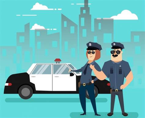 Police officer icons colored cartoon design Free vector in Adobe Illustrator ai ( .ai ) format ...