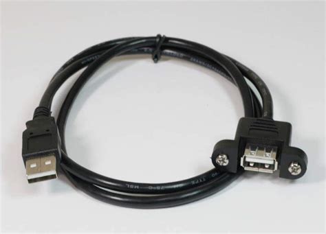 USB-Panel-Mount-Cable-Single-Port-Bulkhead-Cable-Male-Female-3FT -PCCables.com