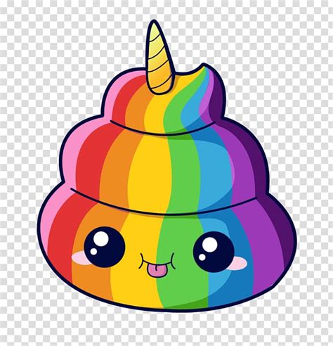 Multicolored poop unicorn illustration, Unicorn Pile of Poo emoji Feces We Heart It, unicorn ...