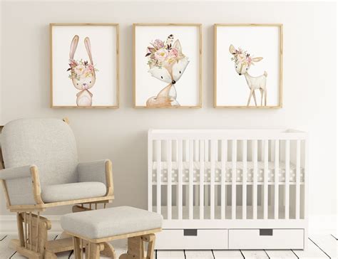 Nursery Wall Art Nursery Art Set of 3 Prints Woodland Nursery - Etsy