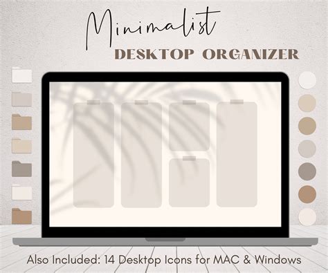 14 Beige Desktop Icons with Wallpaper Organizer for Mac | Etsy