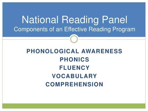 PPT - National Reading Panel Components of an Effective Reading Program PowerPoint Presentation ...