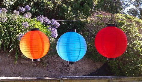 Chinese Lanterns Battery Operated Solar LED Lights Set - Blue/yellow/red Nylon Lamp for Outdoor ...