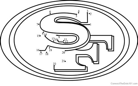 San Francisco 49ers Logo dot to dot printable worksheet - Connect The Dots