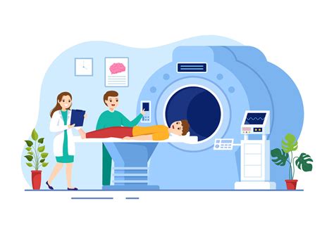 MRI or Magnetic Resonance Imaging Illustration with Doctor and Patient on Medical Examination ...