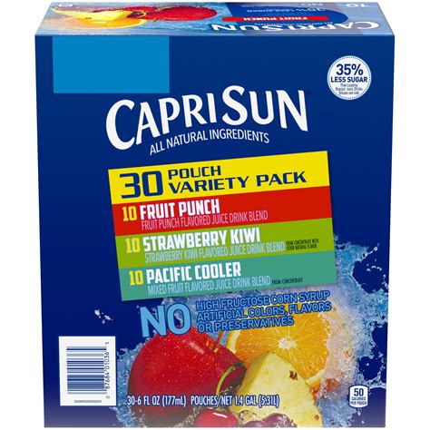 Capri Sun Strawberry Kiwi & Pacific Cooler Fruit Juice Pouches Variety Pack, 6 Fl. Oz., 30 Count ...