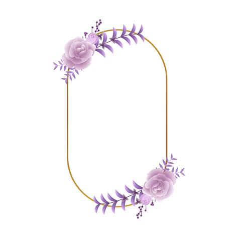 Elegant Rose Gold Vector PNG Images, Gold Frame With Elegant Watercolor Purple Rose Flower, Gold ...