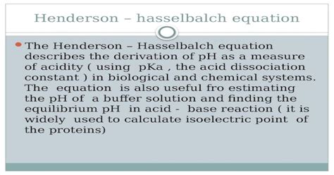 (PPTX) Henderson – hasselbalch equation The Henderson – Hasselbalch ...