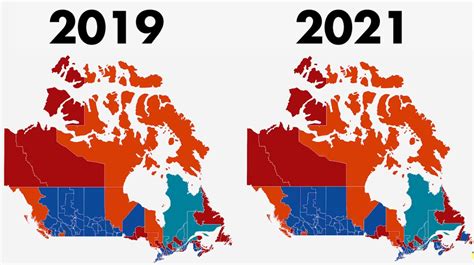 The results of the 2021 Canadian election compared... - Maps on the Web