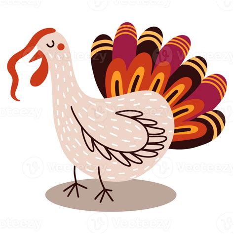 Thanksgiving symbol of cute funny turkey in hat 28735812 PNG