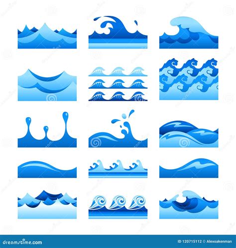 Vector Seamless Gradient Blue Water Wave Tiles Set Stock Vector - Illustration of mosaic, motion ...