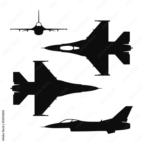 Vector illustration silhouette of the multirole aircraft F-16 fighting falcon isolated Stock ...