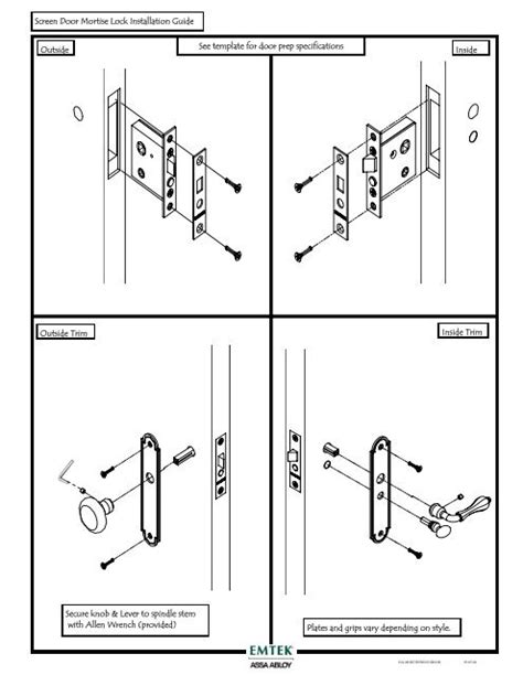 Screen Door Mortise Lock Installation Instructions - Emtek