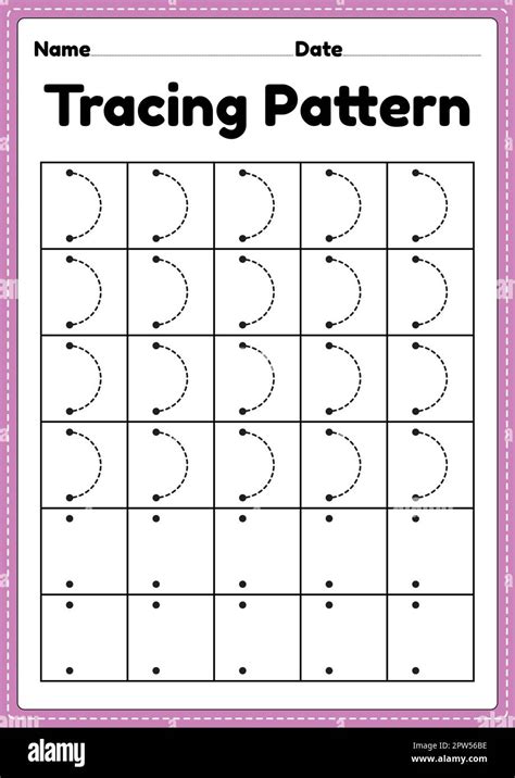 Tracing pattern right curve lines worksheet for kindergarten, preschool ...