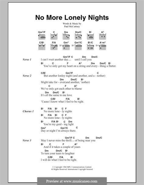 No More Lonely Nights by P. McCartney - sheet music on MusicaNeo